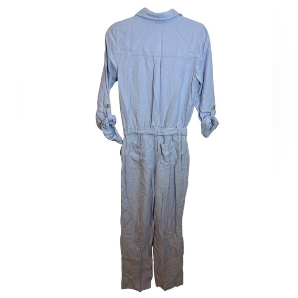 Soft Surroundings Baby Blue Linen Blend Kerry Belted Jumpsuit - Picture 3 of 7